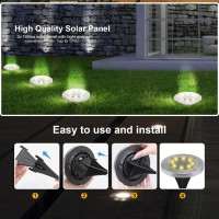 8 Pack White Solar Ground Lights 8 Led Waterproof Inground Lights Solar Powered Garden Lights Patio Disk Lights Outdoor Landsc