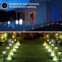 8 Pack White Solar Ground Lights 8 Led Waterproof Inground Lights Solar Powered Garden Lights Patio Disk Lights Outdoor Landsc