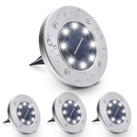 4 Pack Solar Ground Lights 8 Led Waterproof Inground Lights Solar Garden Lights Patio Disk Lights Solar Outdoor Landscape Ligh