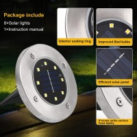 4 Pack Solar Ground Lights 8 Led Waterproof Inground Lights Solar Garden Lights Patio Disk Lights Solar Outdoor Landscape Ligh