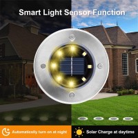 8 Pack Solar Ground Lights 8 Led Waterproof Inground Lights Solar Garden Lights Patio Disk Lights Outdoor Landscape Lighting F