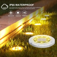 8 Pack Solar Ground Lights 8 Led Waterproof Inground Lights Solar Garden Lights Patio Disk Lights Outdoor Landscape Lighting F