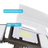 Olafus 65W Motion Sensor Outdoor Light 2 Pack Led Security Light 6000Lm 6500K Exterior Motion Flood Light With 3 Adjustable He