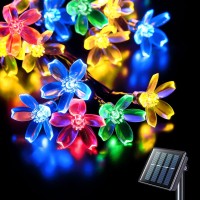 Jmexsuss 50Led Flower Solar String Lights Outdoor Warerproof, 30.6Ft Cherry Blossoms Solar Flower Lights, Solar Garden Lights Decorative For Garden Yard Patio Tree Party Decoration