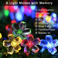 Jmexsuss 50Led Flower Solar String Lights Outdoor Warerproof, 30.6Ft Cherry Blossoms Solar Flower Lights, Solar Garden Lights Decorative For Garden Yard Patio Tree Party Decoration