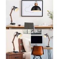 Elyona Modern Led Desk Lamp With Upgraded Wireless Charger Usb C Charging Port Sapele Wood Table Lamp Swing Arm Bedside Readin