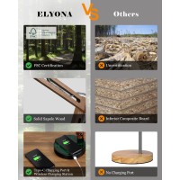 Elyona Modern Led Desk Lamp With Upgraded Wireless Charger Usb C Charging Port Sapele Wood Table Lamp Swing Arm Bedside Readin