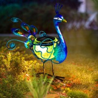 Solar Peacock Statue Light, Solar Animal Led Lights Outdoor, Solar Power Figurine Waterproof Metal Peacock Yard Art For Pathway Patio Backyard Decoration Lawn Ornaments