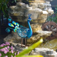 Solar Peacock Statue Light, Solar Animal Led Lights Outdoor, Solar Power Figurine Waterproof Metal Peacock Yard Art For Pathway Patio Backyard Decoration Lawn Ornaments