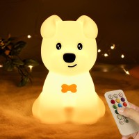 Pamano Dog Night Light For Kids Nursery Light Silicone Cute Bedside Lamp With Battery 9 Colors Changing Tap Control Baby Anima