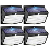 Solar Outdoor Lights, [138 Led/4 Packs] Solar Motion Sensor Security Lights With 3 Lighting Modes Wireless Solar Wall Lights Waterproof Solar Powered Lights For Garden Fence Yard Deck Garage