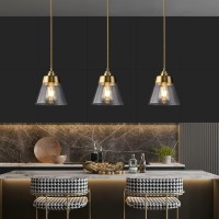 Qufute Mini Pendant Light Fixtures Gold Brass Ceiling Hanging Pendant Lamp Single Adjustable Cord Glass Hanging Lighting For Bedside Living Room Dining Room