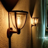 Lacasa 2 Pack Solar Wall Lights Outdoor, Ip65 Waterproof Solar Sconce Lights With 2 Modes Dusk To Dawn Led Post Lights, Porch Wall Lanterns Security Lamps For Garden Fence Patio, Warm White 2700K