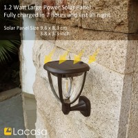 Lacasa 2 Pack Solar Wall Lights Outdoor, Ip65 Waterproof Solar Sconce Lights With 2 Modes Dusk To Dawn Led Post Lights, Porch Wall Lanterns Security Lamps For Garden Fence Patio, Warm White 2700K