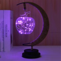 Enchanted Lunar Lamp Crescent Moon, Led Moon Lamp Night Light Galaxy Lamp, Hanging Moon Lamp Magic Moon Night Light, Desk Lamp Room Home Decorations Remembrance Gift (Apple-Purple)