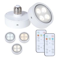 Kingmi 2 Pack Battery Operated Light Bulbs 2700K-6500K For Lamps With Remote Controller Aa Battery Light Bulb Dimmable Wireless Battery Powered Led Puck Lights With E26/E27 For Wall Sconce