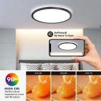 4 Pack 12 Inch 28W Led Flush Mount Ceiling Light,3 Color Changeable (3000K/4000K/6000K),Black Body 120V Slim Surface Mount Ceiling Light Lighting Fixture For Kitchen Bedroom Living Room