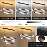 Modern Led Chandelier Double Rectangles Ceiling Pendant Lights Led Island Lights Dimmable Chandeliers For Dining Room Living R