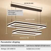 Modern Led Chandelier Double Rectangles Ceiling Pendant Lights Led Island Lights Dimmable Chandeliers For Dining Room Living R