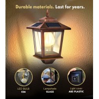 2 Pack Solar Wall Lanterns With Replaceable Bulb,Outdoor Hanging Solar Lights With 4 Solar Panels,Dusk To Dawn Led Outdoor Wall Sconce,Anti-Rust Waterproof Wall Lanterns With Hooks,3000K Warm White