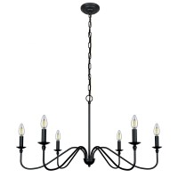 Black Chandelier Rc Ceiling Light Fixture -6 Light 36 Inches-Modern Farmhouse Apply To Chandeliers For Dining Room Lighting,Living Room,Bedroom,Foyer