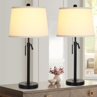 Bedside Table Lamps Set Of 2 Tall Black Table Lamps For Living Room End Table Height Adjustable 3Way Dimmable Nightstand Lam