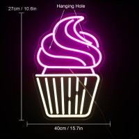 Faxfsign Cupcake Neon Sign Led Pink Warm White Neon Lights For Wall Decor Usb Light Up Signs For Bakery Dessert Shop Resturant B