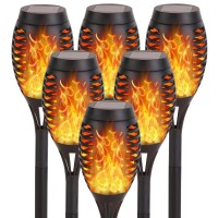 Hkmgt Solar Lights Outdoor Waterproof: 6 Pack Solar Outdoor Torches Lights With Flickering Flame - Mini Solar Landscape Decoration Lighting Auto On/Off For Pathway Patio