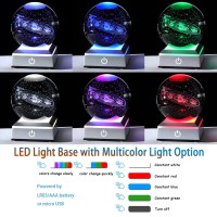 Ornalrist 315 K9 Crystal 3D Solar System Ball With Sliver Led Colorful Lighting Touch Base Engraving Solar System Star Plane