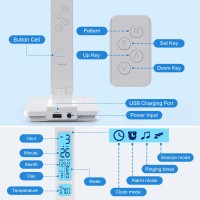 Led Desk Lamp With Wireless Charger Smart Desk Lamp Usb Charging Port 5Level Brightness Color Dimmable Clock Alarm Tim