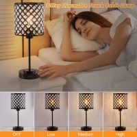 Touch Control Crystal Table Lamp Set Of 2, Black Bedside Nightstand Lamps With 2 Usb Charging Ports 3-Way Dimmable Crystal Decorative Desk Lamp For Bedroom Guest Room Living Room, Bulbs Included