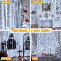 Ollny Fairy Lights Curtain 200 Led 66X66Ft Usb Cool White Christmas Curtain Lights With Hook Waterproof Window Lights For Be