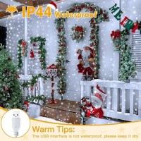 Ollny Fairy Lights Curtain 200 Led 66X66Ft Usb Cool White Christmas Curtain Lights With Hook Waterproof Window Lights For Be