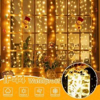 Ollny Christmas Fairy Lights Curtain 300 Led 98Ftx98Ft Usb Ip44 Waterproof Flexible Led Curtain Lights With Hooks For Christm