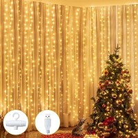 Ollny Fairy Lights Curtain 200 Led 66X66Ft Usb Warm White Christmas Curtain Lights With Hook Waterproof Window Lights For Be