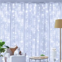 Ollny Christmas Fairy Lights Curtain 300 Led 98Ftx98Ft Usb Ip44 Waterproof Flexible Led Curtain Lights With Hooks For Christm