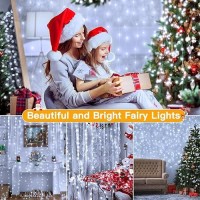 Ollny Christmas Fairy Lights Curtain 300 Led 98Ftx98Ft Usb Ip44 Waterproof Flexible Led Curtain Lights With Hooks For Christm