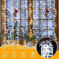 Ollny Christmas Fairy Lights Curtain 300 Led 98Ftx98Ft Usb Ip44 Waterproof Flexible Led Curtain Lights With Hooks For Christm