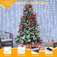 Ollny Christmas Fairy Lights Curtain 300 Led 98Ftx98Ft Usb Ip44 Waterproof Flexible Led Curtain Lights With Hooks For Christm