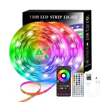 130Ft Led Strip Lights (2 Rolls Of 65Ft), Music Strip Lights Rgb Color Changing,App Control Strip Lights For Bedroom, Living Room, Kitchen, Party Decorationcontrol Strip Lights (Multi-Colored, 130Ft)