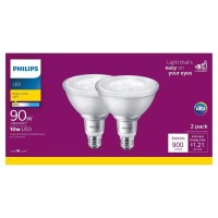 Philips Led Indoor/Outdoor Non-Dimmable Par38 40-Degree Flood Light Bulb: 900-Lumen, 3000-Kelvin, 10-Watt (90-Watt Equivalent), E26 Base, Bright Light, 2-Pack