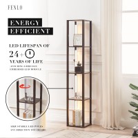 Fenlo Fancy Led Display Shelf With Dimmable Lights Led Shelf Floor Lamp For Living Room Sturdy Corner Shelf Curio Cabinet Di