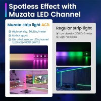 Muzata 164Ft5Meter Rgb Led Strip Light High Intensity 96Ledsm Spotless Light Strip Led Channel U108 U103 Lc31 For Bedroom Ind