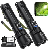 Led Brightest Flashlights High Lumens Rechargeable, 250000 Lumens Super Bright Flashlight High Powered Flashlights, Waterproof Flash Light With Cases For Emergency Camping (2Pcs)