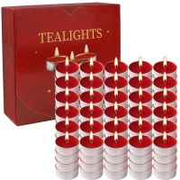 100 Packs Red Tealight Candles Romantic Love Unscented Tea Lights Candles Dripless Long Lasting Smokeless Mini Tealight Candle