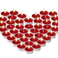 100 Packs Red Tealight Candles Romantic Love Unscented Tea Lights Candles Dripless Long Lasting Smokeless Mini Tealight Candle