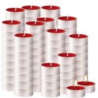 100 Packs Red Tealight Candles Romantic Love Unscented Tea Lights Candles Dripless Long Lasting Smokeless Mini Tealight Candle