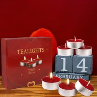 100 Packs Red Tealight Candles Romantic Love Unscented Tea Lights Candles Dripless Long Lasting Smokeless Mini Tealight Candle