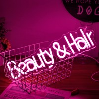 Alkkign Beauty Hair Neon Sign Dimmable Pink Letter Neon Signs Salon Hair Salon Sign Word Led Neon Light Sign Powered Usb For Bar