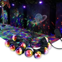 Hovoynn Outdoor Disco Ball String Party Light, Extendable Party Lights String Weatherproof Shatterproof Color Changing Christmas Lights For Holiday Party Decor